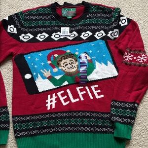 Ugly Christmas Sweater Red and Green #Elfie Crewneck